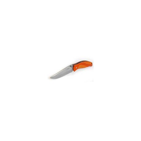 WALLIS Navaja con mango metal naranja con clip, hoja lisa de 8.2 cm de largo